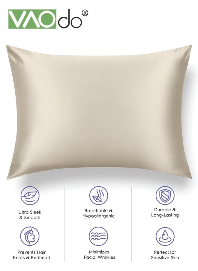 VAOdo 4PCS Pillowcase for Hair and Skin Vegan Silk Pillowcase Set 2 Satin Pillowcases 1 Eye Mask 1 Scrunchie-Luxury Sleep Set Leopard Gold  - Image 5