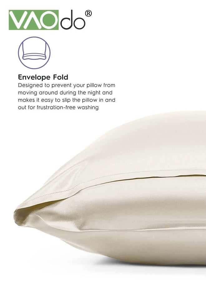 VAOdo 4PCS Pillowcase for Hair and Skin Vegan Silk Pillowcase Set 2 Satin Pillowcases 1 Eye Mask 1 Scrunchie-Luxury Sleep Set Leopard Gold  - Image 4