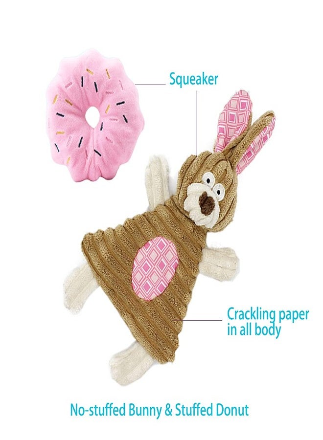 AoLaCo ألعاب AoLaCo للجراء في مرحلة التسنين، ألعاب مضغ للجراء الصغيرة، ألعاب أرنب تصدر صوتاً للجراء، جرو صغير، وردي، 4 قطع - Image 3