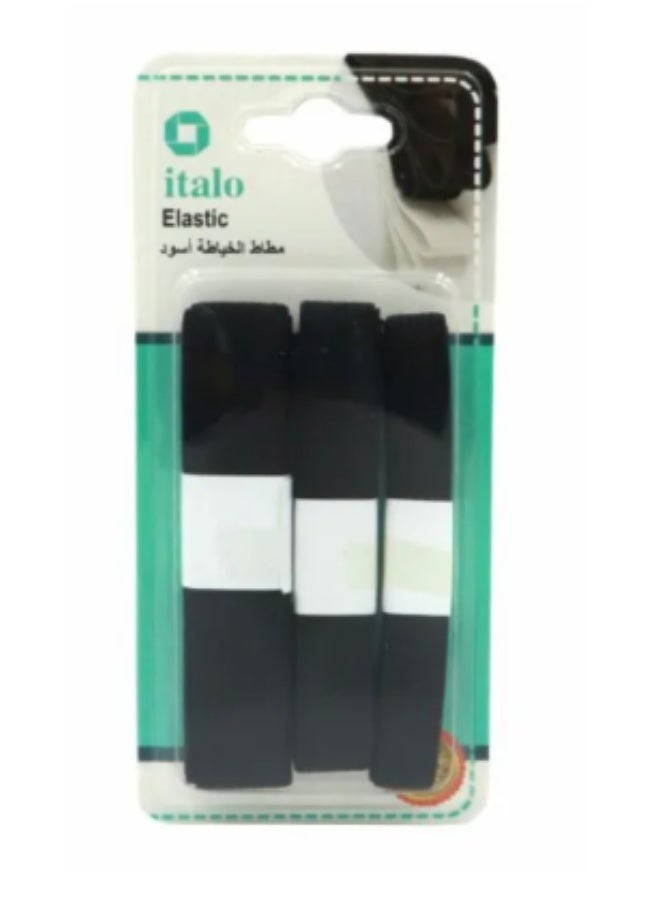 ITALO 3Piece Italo Elastic Black, 3 sizes(2cm,1.5cm,1.3cm)1 meter - Image 1