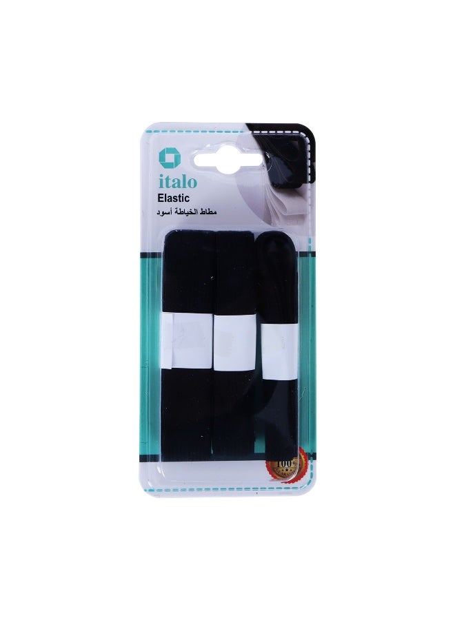 ITALO 3Piece Italo Elastic Black, 3 sizes(2cm,1.5cm,1.3cm)1 meter - Image 2