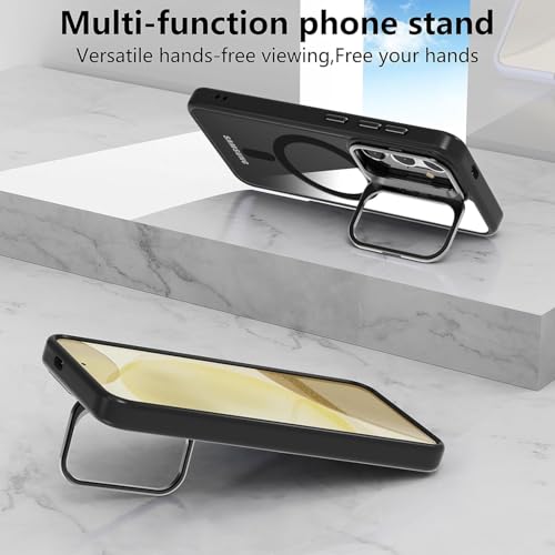 VONZEE Polycarbonate Compatible for Samsung S25 Plus 5G Case,with Wireless Charging,(Not Compatible with Magsafe)Protective Case,Built-in Stash Stand Phone Case,Scratch-Resistant Back Cover,|Black - Image 5