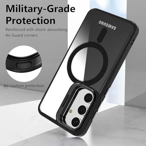 VONZEE Polycarbonate Compatible for Samsung S25 Plus 5G Case,with Wireless Charging,(Not Compatible with Magsafe)Protective Case,Built-in Stash Stand Phone Case,Scratch-Resistant Back Cover,|Black - Image 3