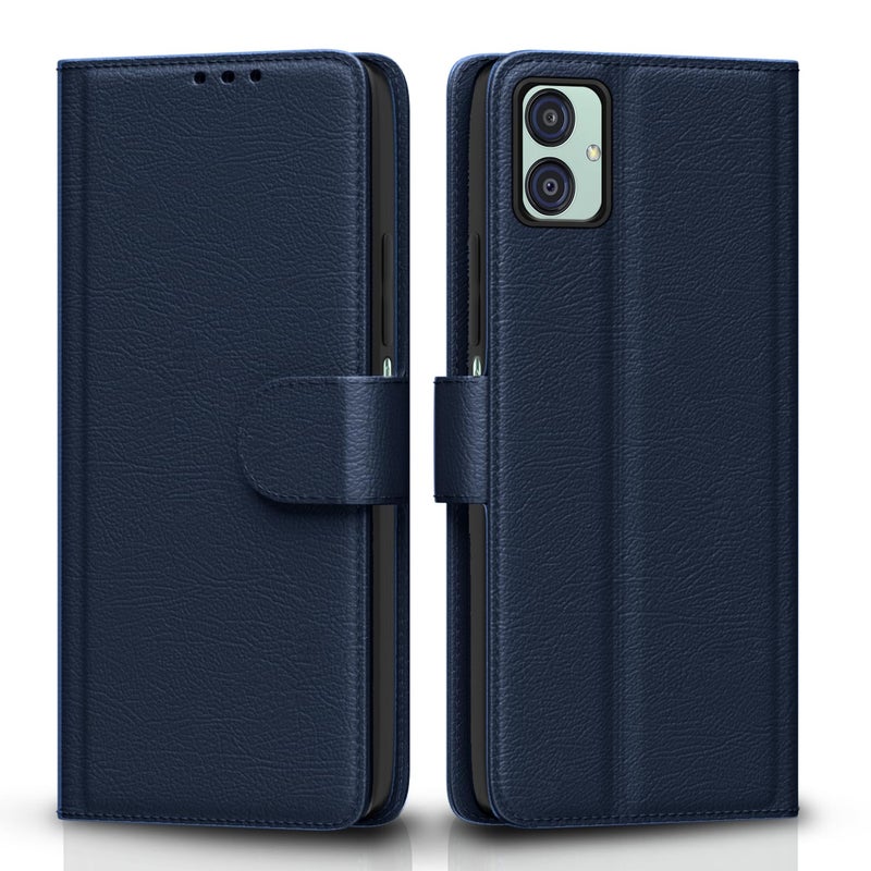 Pikkme Flip Cover Leather Finish | Inside TPU with Card Pockets | Wallet Stand and Shock Proof | Complete Protection Flip Case for Samsung Galaxy M04 / F04 / A04e(Blue) - Image 1
