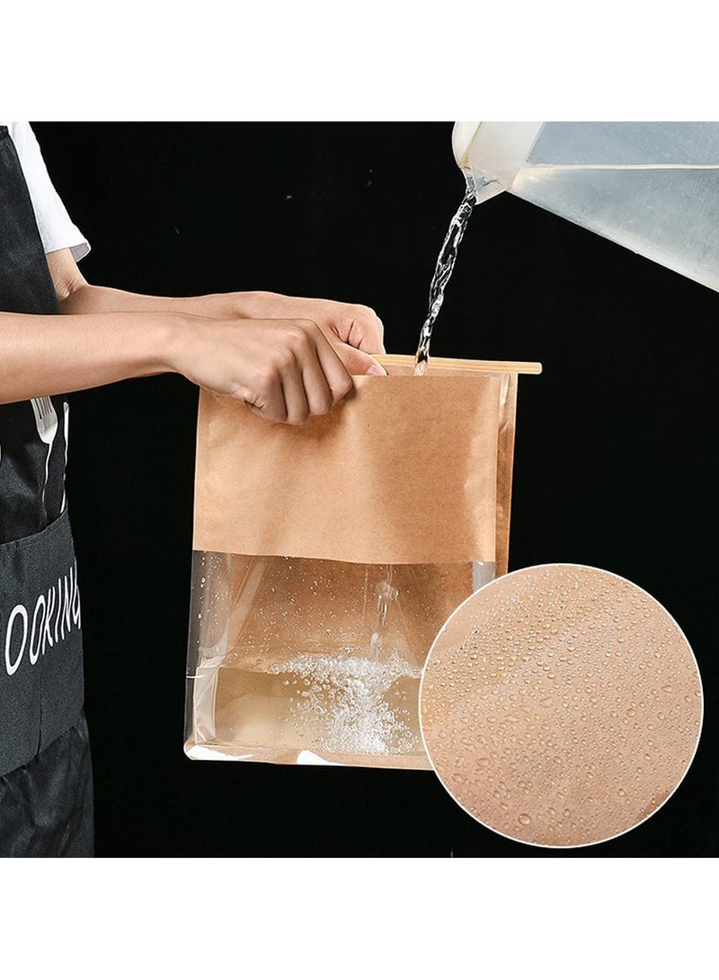 sokany 30 Pieces Bakery Bags with Window, Kraft Paper Bread Bag, Waterproof Oil Proof Toast Cookie Bags, Food Packaging Storage Pouches with Iron Wire Lock, For Candy, Cake, Sweets, Snack, Favors (Beige, Clear)  - Image 4