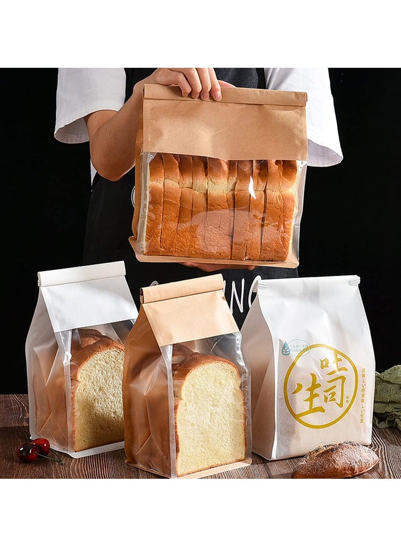 sokany 30 Pieces Bakery Bags with Window, Kraft Paper Bread Bag, Waterproof Oil Proof Toast Cookie Bags, Food Packaging Storage Pouches with Iron Wire Lock, For Candy, Cake, Sweets, Snack, Favors (Beige, Clear)  - Image 5