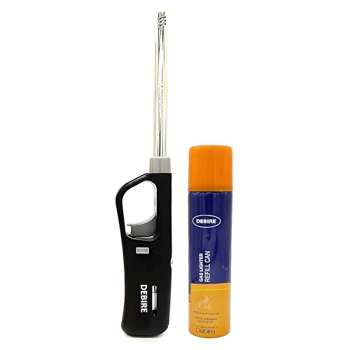 DEBIRE Gas Lighter For Kitchen Stove Use with Refill Fluid Can, Safety Enhenced Lock, Steel Nozzle /Plastic Multicolored (Set of 1) - Image 1