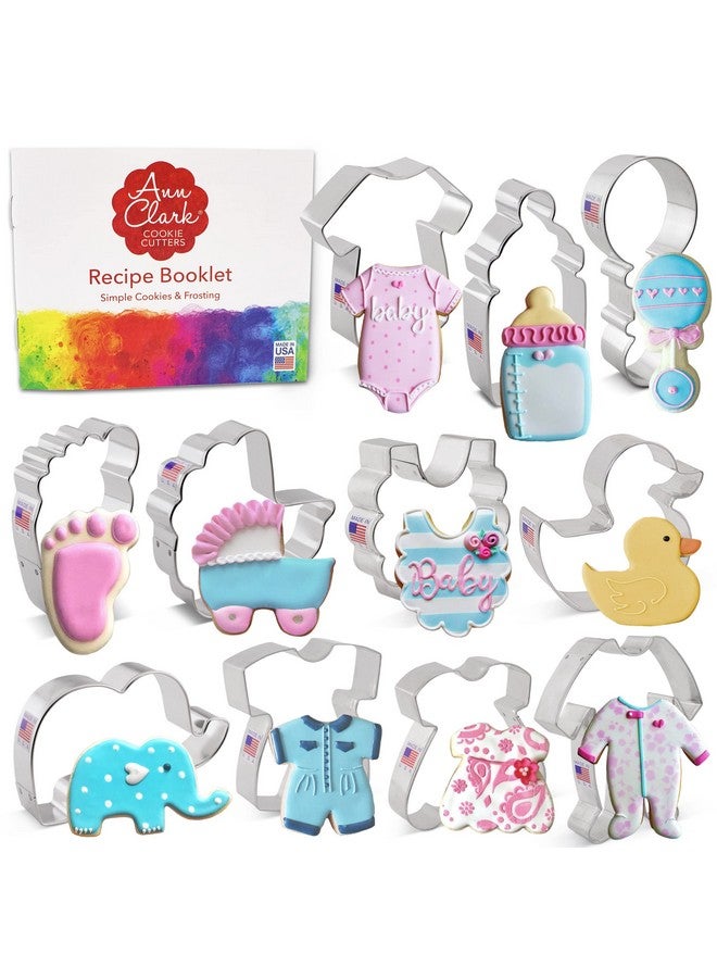 Ann Clark Cookie Cutters Baby Shower Cookie Cutters 11Pc. Set Made In Usa By Ann Clark Onesie Bib Rattle Bottle Foot Footie Pjs Dress Duck  - Image 1