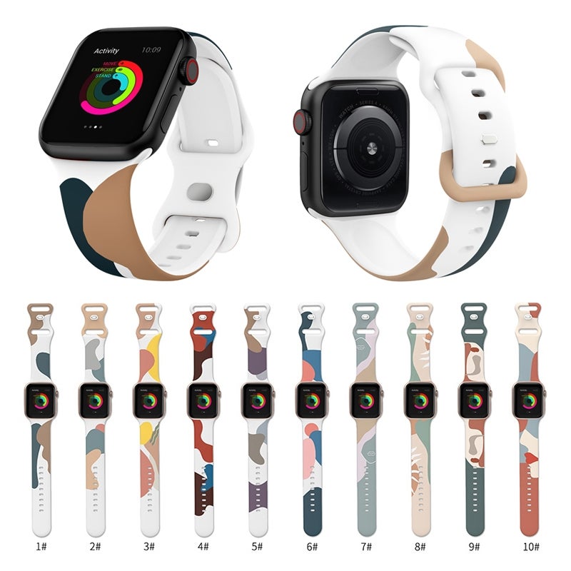 Morandi Series 8-buckle Silicone Strap Watch Band For Apple Watch Ultra 49mm&Watch Ultra 2 49mm / Series 9&8&7 45mm / SE 3&SE 2&6&SE&5&4 44mm / 3&2&1 42mm(2)