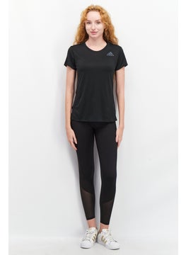 Adidas Women Sportswear Fit Short Sleeve Running T-Shirts, Black  - Image 3