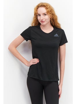 Adidas Women Sportswear Fit Short Sleeve Running T-Shirts, Black  - Image 1