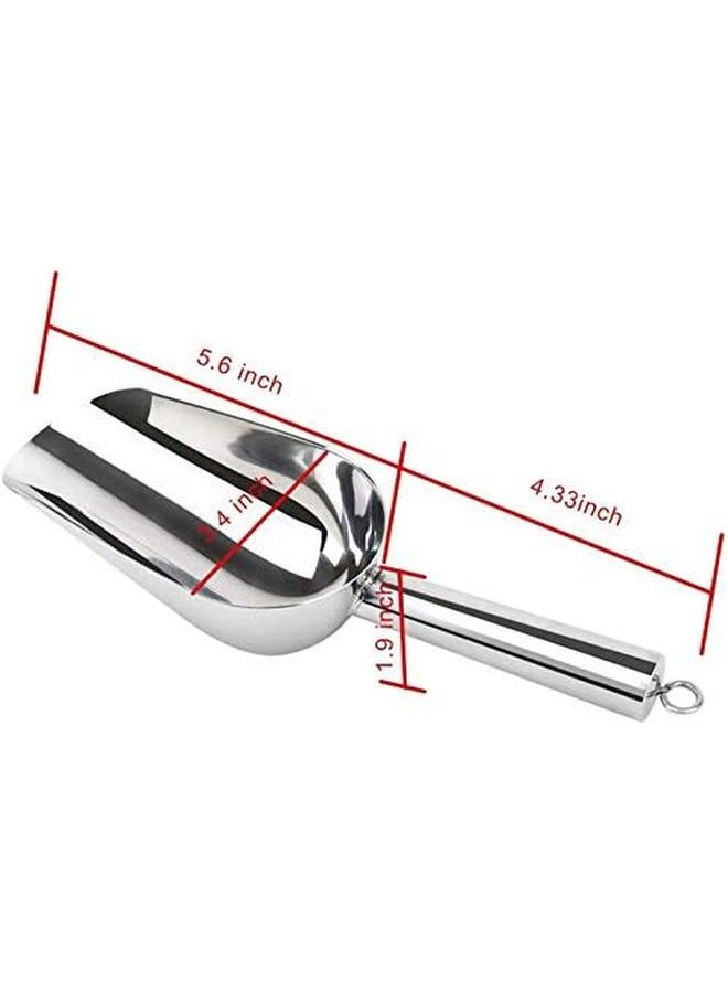 Starthi Ice Scoop Stainless Steel Ice Scoop For Freezer Popcorn Scoop Ice Machine Maker Candy Scoop Flour Spoon Shovel Ice Cream Scoop Kitchen Scoop For Kitchen Bar Wedding Party Sliver - Image 2