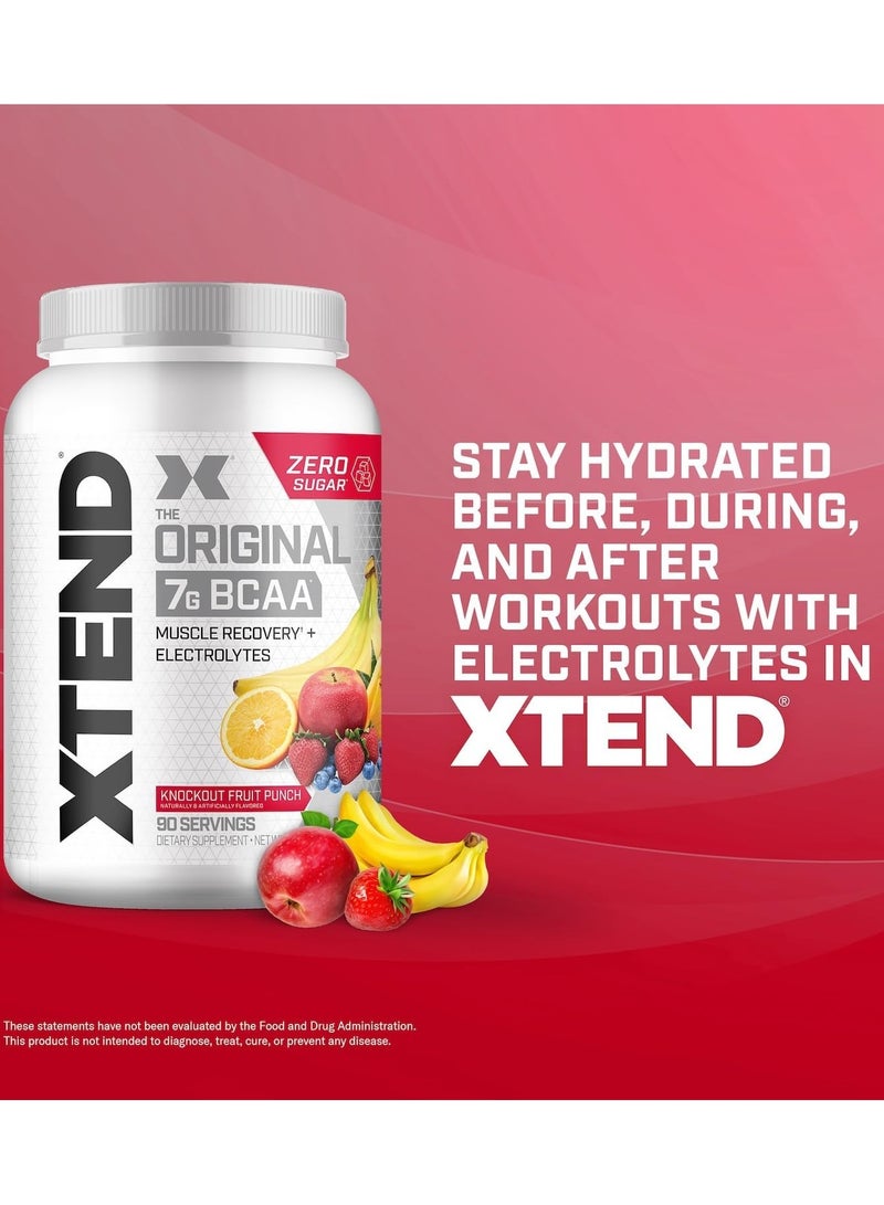 XTEND Original BCAA Powder Zero Sugar With Electrolytes for Hydration & Muscle Repair, Post-Workout Supplement, Knockout Fruit Punch Flavor - 90 Servings - Image 4