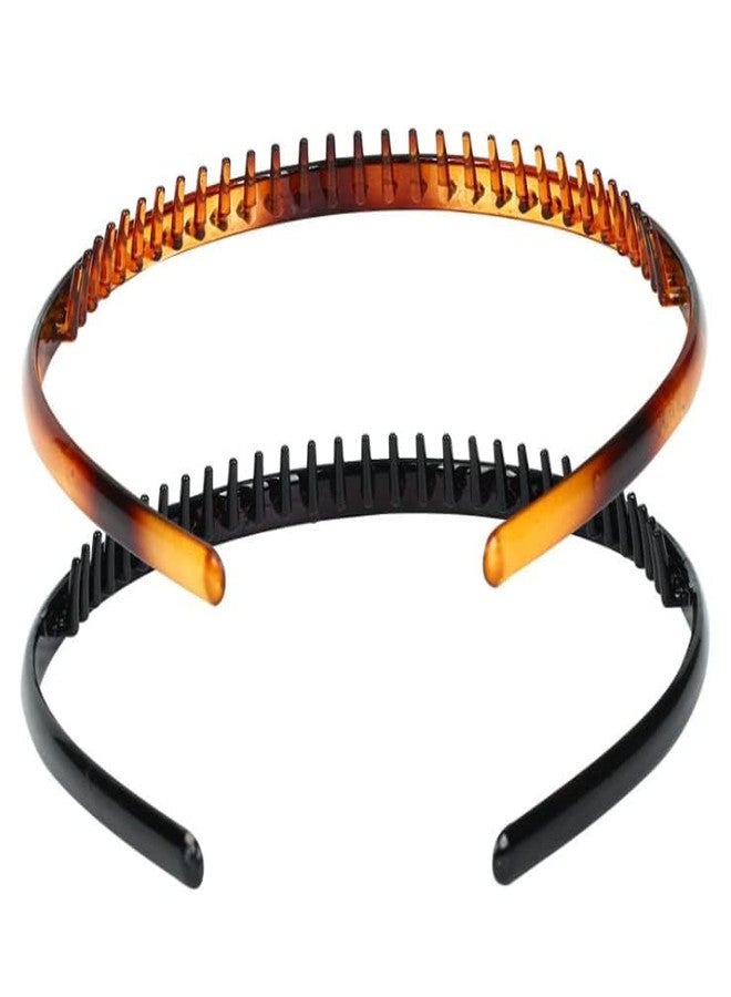 AUTOWRAP 2 Fashion Plastic Headband Teeth Comb Hairband Hair Hoop Accessory for Women's Lady Girls (Black +Brown) - Image 4
