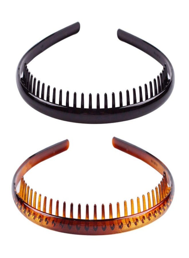 AUTOWRAP 2 Fashion Plastic Headband Teeth Comb Hairband Hair Hoop Accessory for Women's Lady Girls (Black +Brown) - Image 5