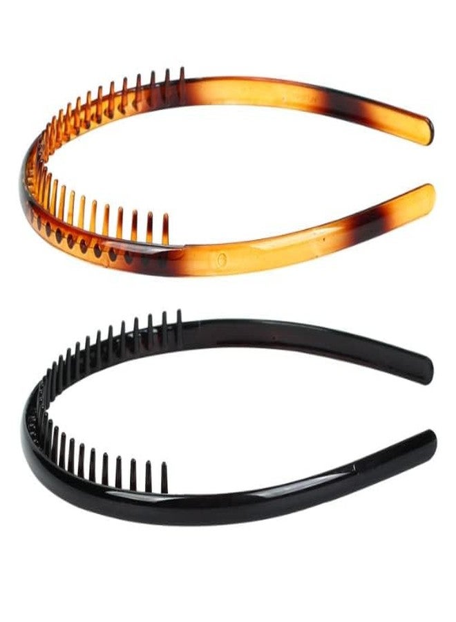 AUTOWRAP 2 Fashion Plastic Headband Teeth Comb Hairband Hair Hoop Accessory for Women's Lady Girls (Black +Brown) - Image 3