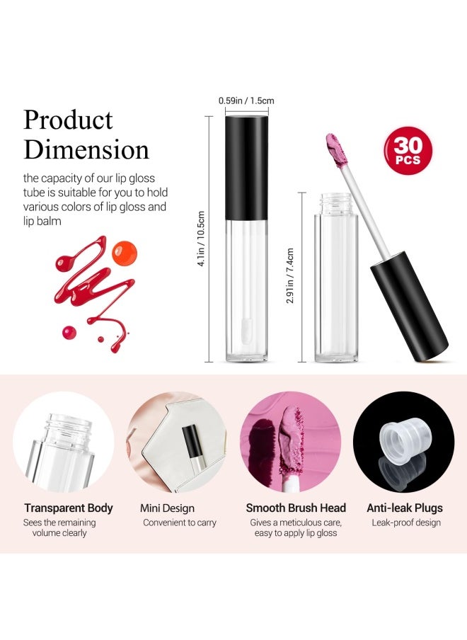 KPX - KPX 30 Pcs lip Gloss Tube Containers Bulk Wand 10ml Empty Clear Pink Lip Oil Tubes Refillable Lip Balm Bottles with Rubber Insert for DIY Makeup Such as Lip Samples, Homemade Lip Balm (Golden) - Image 1