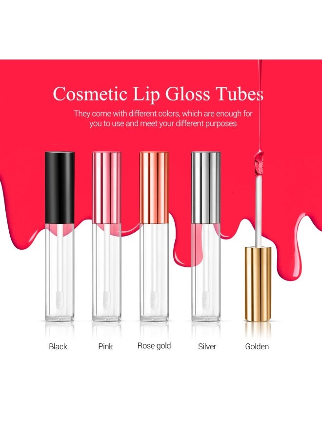 KPX - KPX 30 Pcs lip Gloss Tube Containers Bulk Wand 10ml Empty Clear Pink Lip Oil Tubes Refillable Lip Balm Bottles with Rubber Insert for DIY Makeup Such as Lip Samples, Homemade Lip Balm (Golden) - Image 1