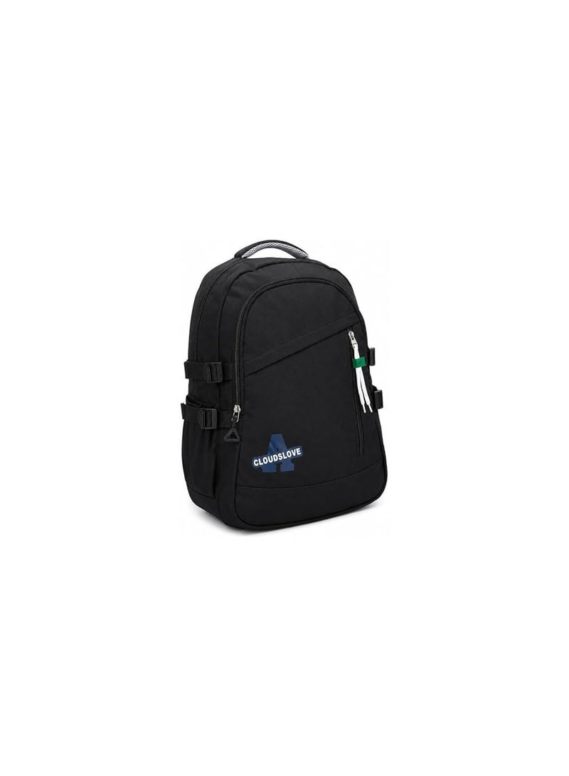 A stylish and comfortable school backpack, black color, with multiple pockets, suitable for daily study.