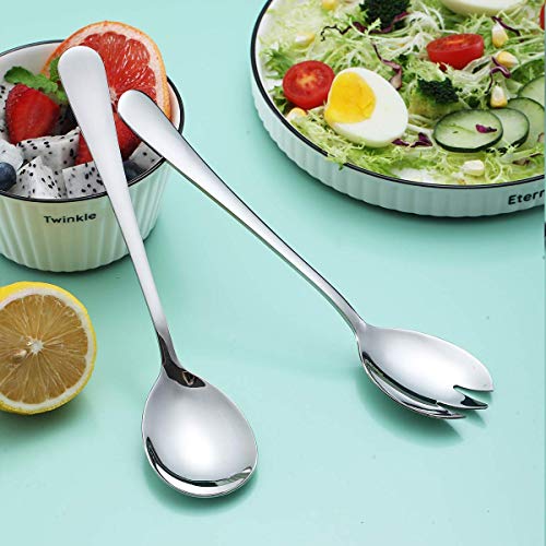 Berglander Salad Server Set, Berglander Stainless Steel Salad Serving Set, Salad Servers, Salad Spoon, Salad Fork, Pack of 2 (Shiny Silver) - Image 3