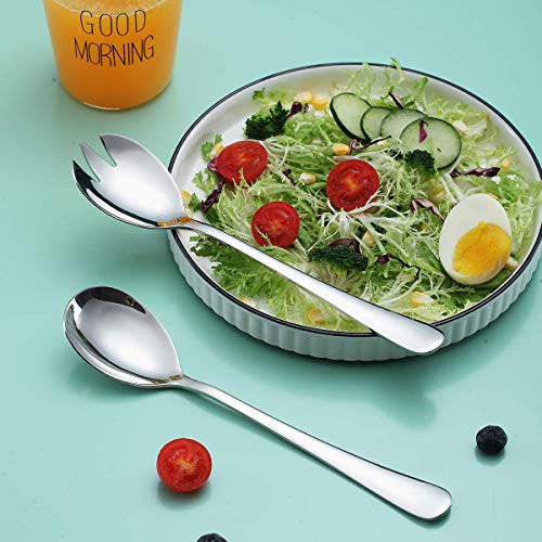 Berglander Salad Server Set, Berglander Stainless Steel Salad Serving Set, Salad Servers, Salad Spoon, Salad Fork, Pack of 2 (Shiny Silver) - Image 4