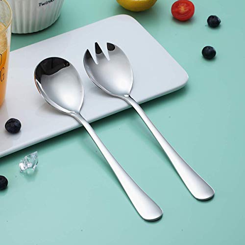 Berglander Salad Server Set, Berglander Stainless Steel Salad Serving Set, Salad Servers, Salad Spoon, Salad Fork, Pack of 2 (Shiny Silver) - Image 5
