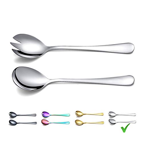 Berglander Salad Server Set, Berglander Stainless Steel Salad Serving Set, Salad Servers, Salad Spoon, Salad Fork, Pack of 2 (Shiny Silver) - Image 1