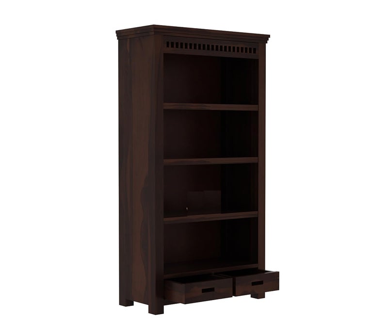 CRAFT D ARTS Solid sheesham Wood Book Shelf with Racks Storage| Library Bookshelf | Wooden Book Cabinet Office & Home Living Room| Bookcases Furniture (Walnut A) - Image 2