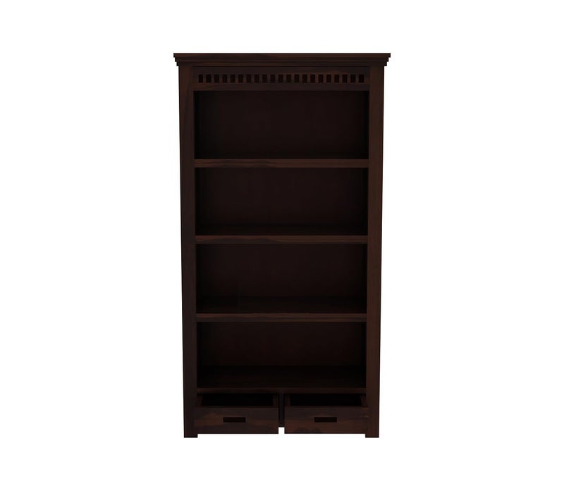 CRAFT D ARTS Solid sheesham Wood Book Shelf with Racks Storage| Library Bookshelf | Wooden Book Cabinet Office & Home Living Room| Bookcases Furniture (Walnut A) - Image 3