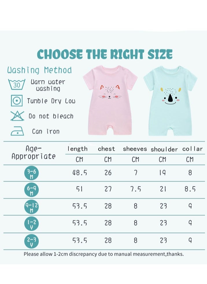 Miracle Baby - Newborn Baby Romper Short Sleeve Bodysuit Cute Printed Breathable Boys and Girls onesies baby clothes - Image 1