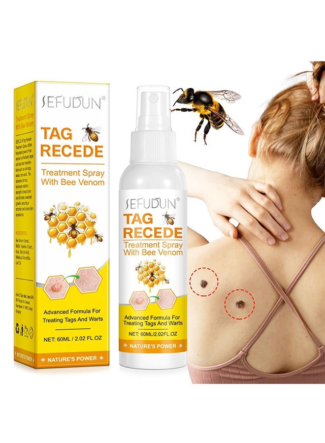 Sefudun Tag Recede Treatment Spray with Bee Venom - Bee Venom Wart Remover Spray Skin Tag Removal Safe and Painless Clear Skin Tag and Mole Skin Tag Remover for All Skin Types Tag Recede Bee Venom Spray 60ml  - Image 1