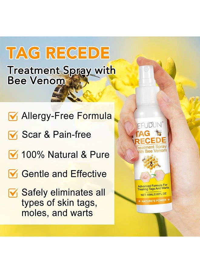Sefudun Tag Recede Treatment Spray with Bee Venom - Bee Venom Wart Remover Spray Skin Tag Removal Safe and Painless Clear Skin Tag and Mole Skin Tag Remover for All Skin Types Tag Recede Bee Venom Spray 60ml  - Image 5