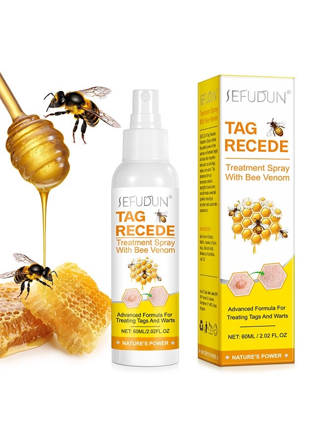 Sefudun Tag Recede Treatment Spray with Bee Venom - Bee Venom Wart Remover Spray Skin Tag Removal Safe and Painless Clear Skin Tag and Mole Skin Tag Remover for All Skin Types Tag Recede Bee Venom Spray 60ml  - Image 4