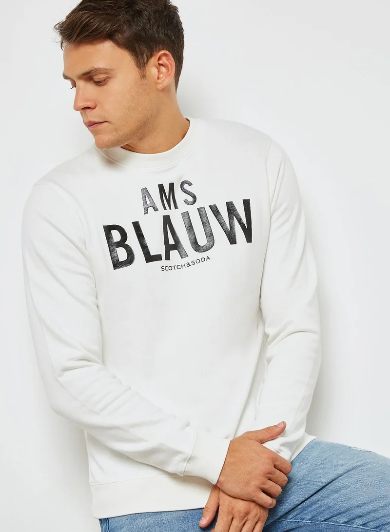 Scotch & Soda Ams Blauw Signature Sweatshirt
