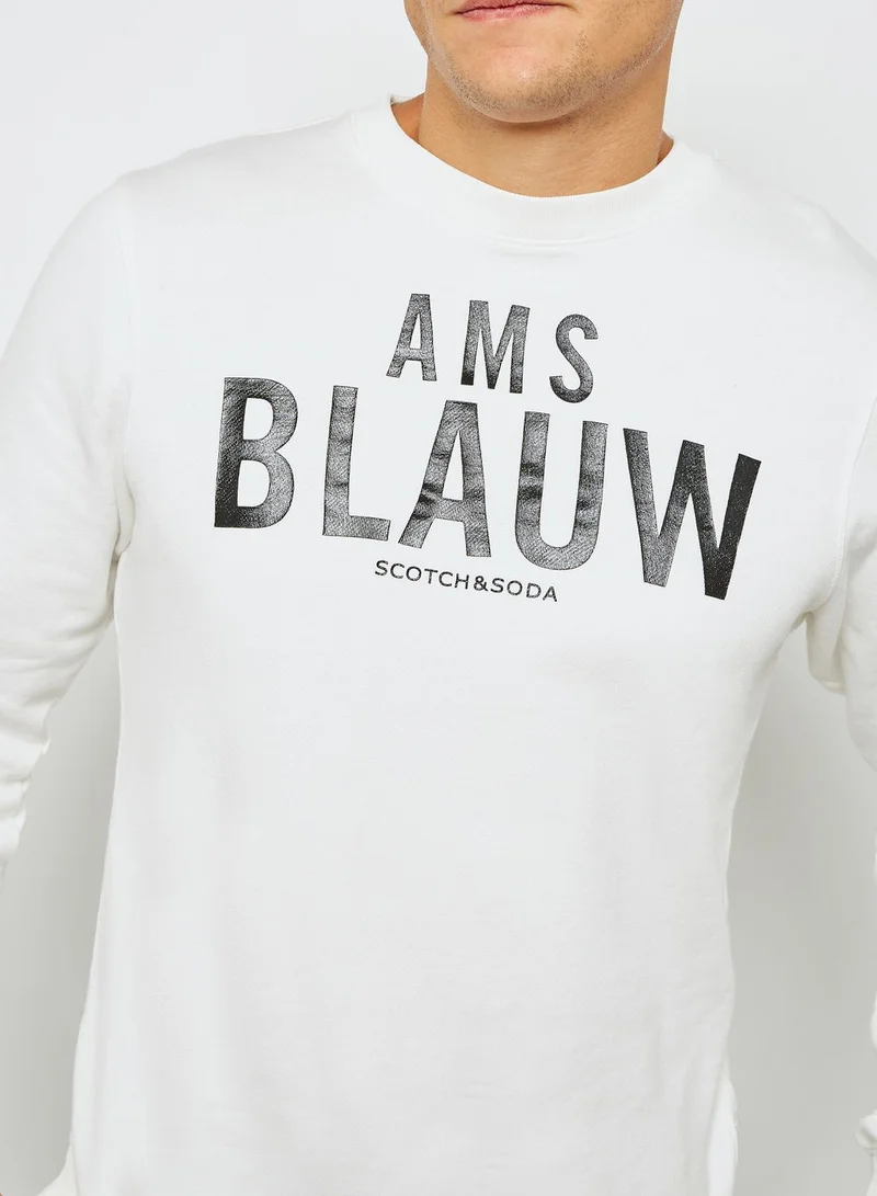 Scotch & Soda Ams Blauw Signature Sweatshirt