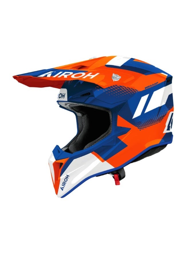 AIROH WRAAAP VISION ORANGE/BLUE GLOSS Helmet - Image 2