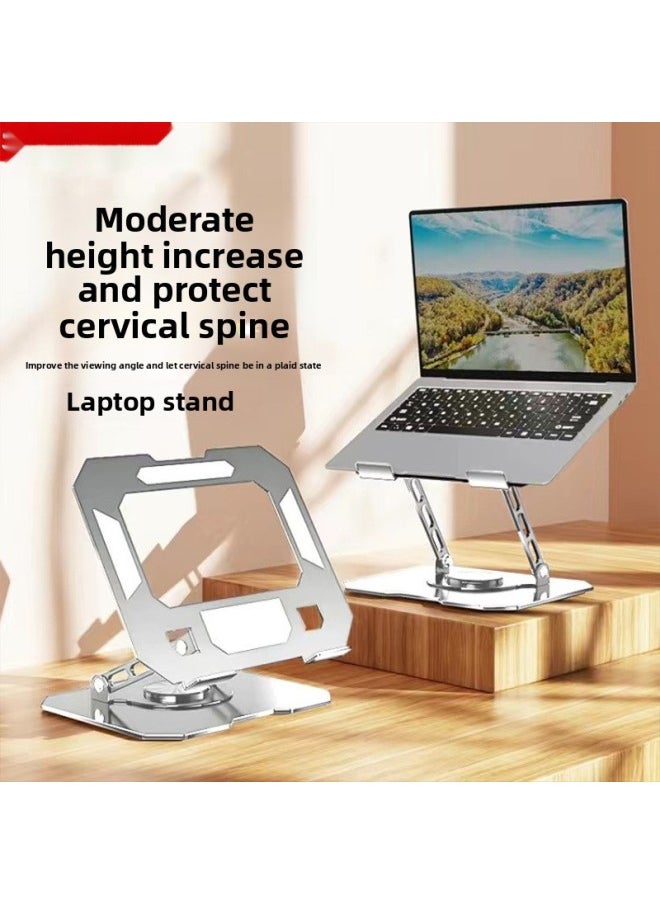 Generic 360-degree Rotatable Laptop Bracket Bracket Desktop Heightening Lifting Support Frame Heat Dissipation Flat Shelf-Color:[notebook Model] Rotating Model + Full Carbon Steel - Shen Yue White [enlarged Base/parallel Bar Support] Enhanced Load-bearing  - Image 1