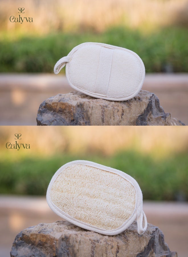 Calyva Mini-Body Natural Loofah (12×17cm) – Travel & Gym Size – Gentle Exfoliating Body Scrubber – Reusable - Image 1