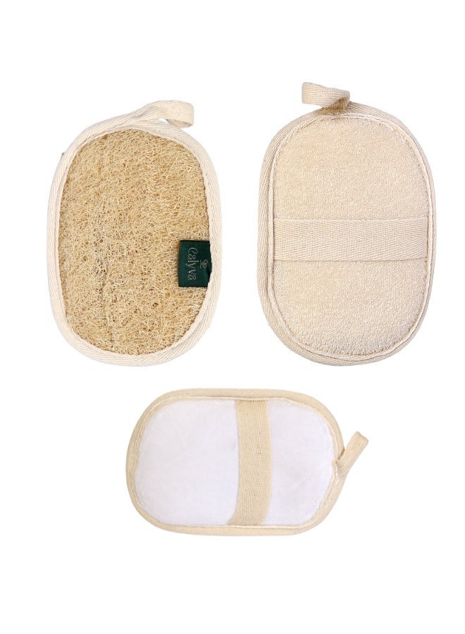 Calyva Mini-Body Natural Loofah (12×17cm) – Travel & Gym Size – Gentle Exfoliating Body Scrubber – Reusable - Image 3