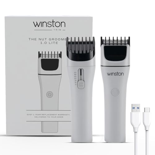 Winston Nut Groomer 1.0 Lite Rechargeable Waterproof Body and Ball Trimmer with Unique Dial Guide for 7 Length Settings & No Cut Ceramic Blade Suitable for Body, Private Part, Pubic Hair Shaving - Image 1