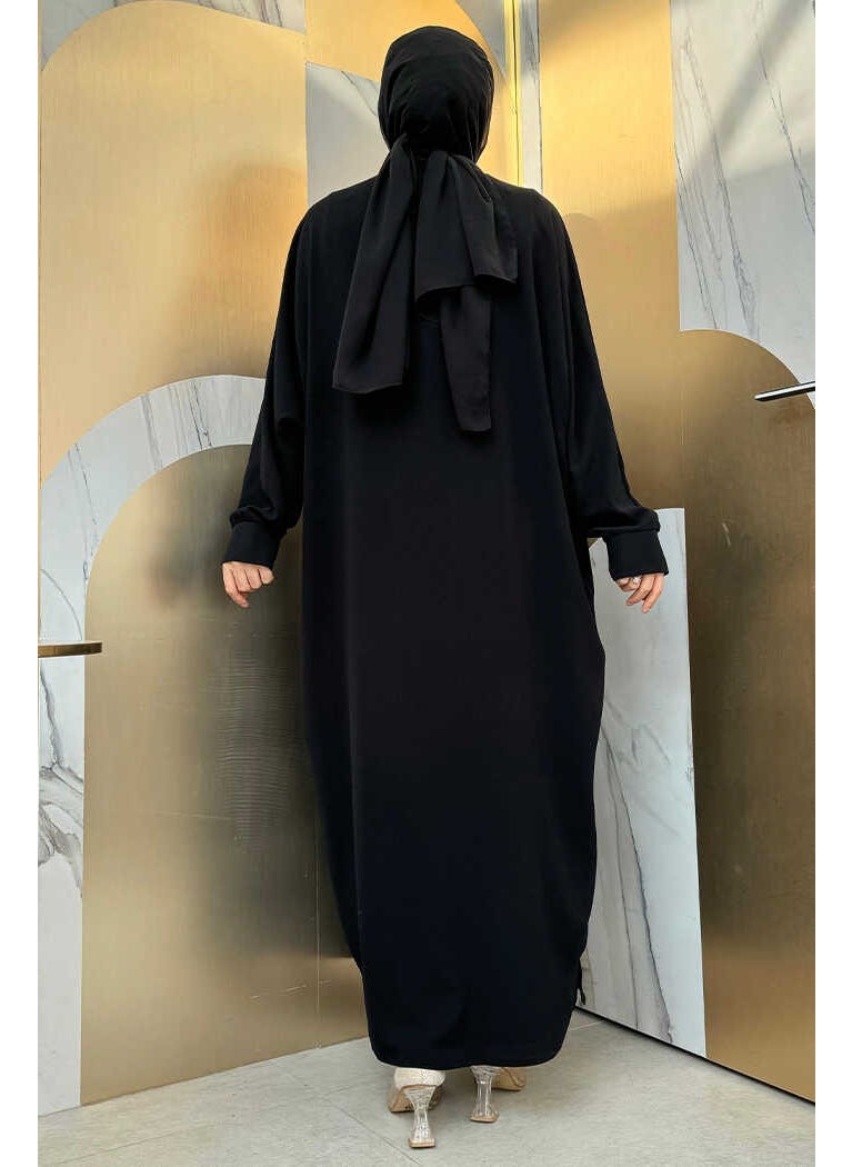 Embroidered Detailed Abaya and Dress Set 8486 Black