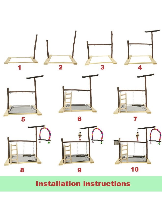 كاثسون ساحة لعب الطيور، منصة لعب الببغاء، صالة ألعاب رياضية للببغاوات، حظيرة لعب للكوكتيل، مجثم خشبي، مركز أنشطة تمارين، سلالم، أكواب تغذية، ملحقات القفص، أرجوحة، ألعاب مضغ للكوكاتو، ببغاء الحب، فينش - Image 2
