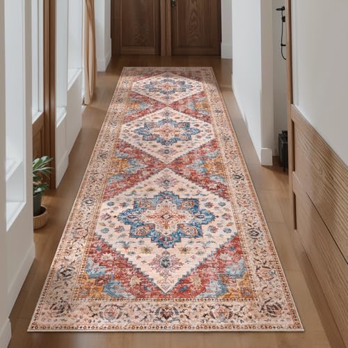 Ciicool Washable Runners Area Rug for Hallways, Ultra Soft 2'6 "x8' ft Boho Print Non-Slip Vintage Oriental Medallion Long Carpet for Kitchen Bedroom Laundry Bathroom - Image 1