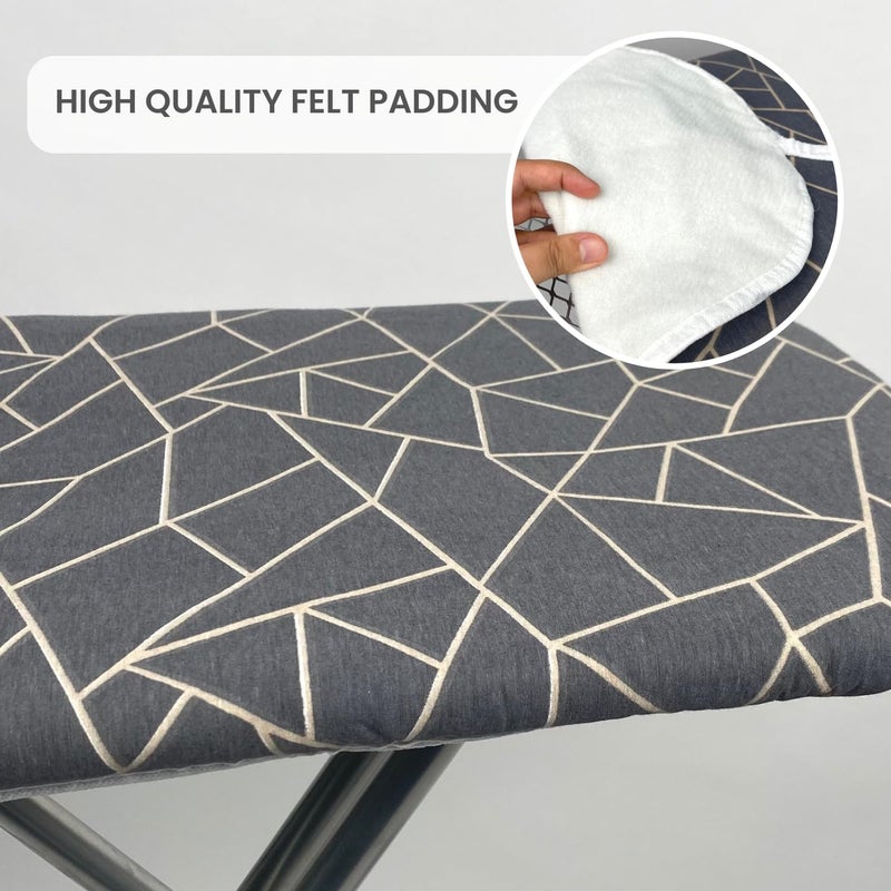 SAVUK Ironing Board Cover and Pad Standard Size 15x54 inch Extra Heavy Duty Thick Padding, Heat Reflective, Non Stick Scorch and Stain Resistant (Geometric Grey, 15" x 54") - Image 3