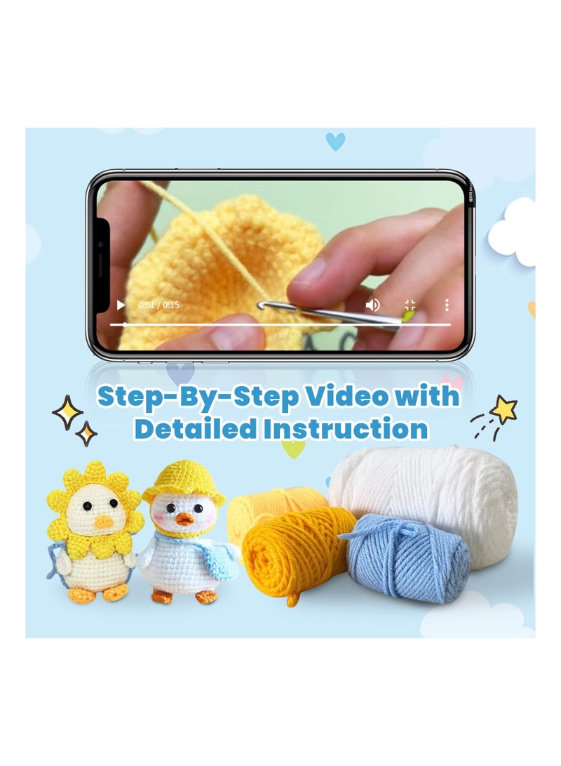 SYOSI Crochet Kit for Beginners 2 Animal Patterns Set with Step by Step Video Instruction Ideal for Adults and Kids (Duck) - Image 4