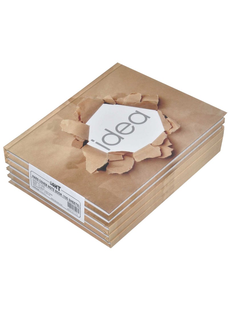 FIS LIGHT Pack of 5   Hard Cover Notebook 100 Sheets, Size : 9X7 Inches (22.86 X 20.32 CM) -LINB971001308 - Image 1