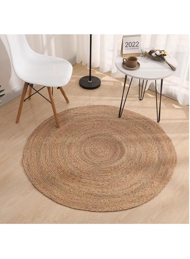 LINGWEI LINGWI Jute Rug Carpet 120x120cm - Image 2