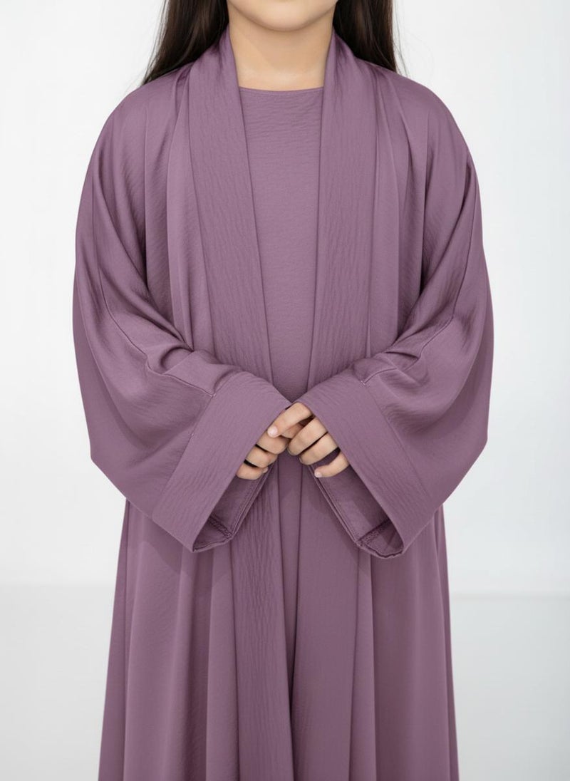 MSquare Fashion Purple Premium 3-Piece Kids Abaya Set  Lightweight Harir Maqsood Modest Wear for Girls - Image 2