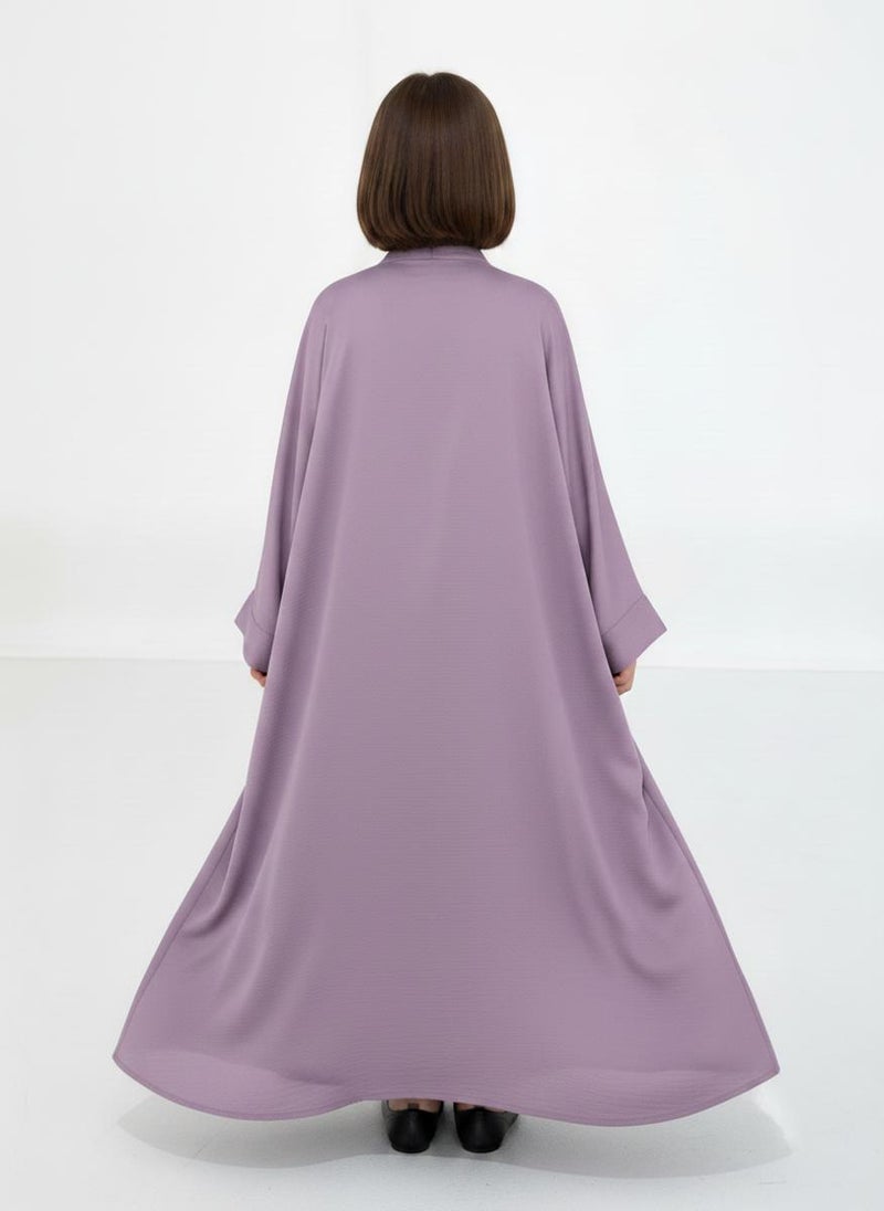 MSquare Fashion Purple Premium 3-Piece Kids Abaya Set  Lightweight Harir Maqsood Modest Wear for Girls - Image 3