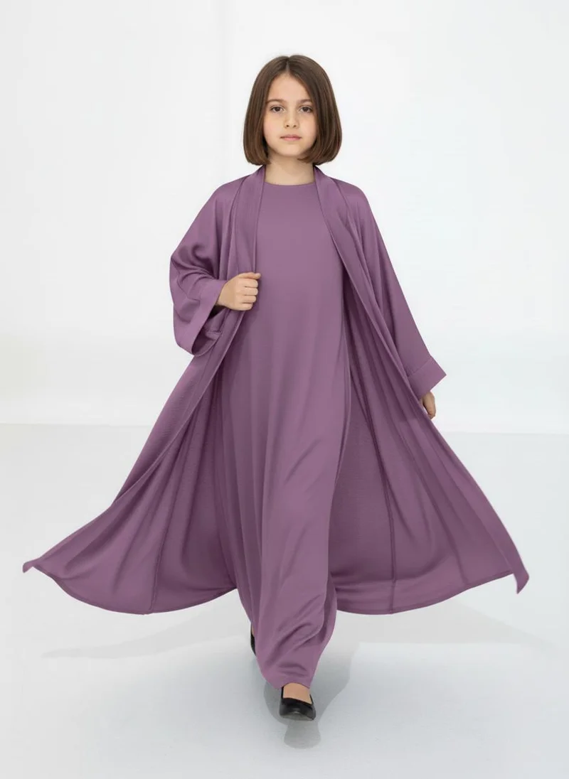 MSquare Fashion  Purple Premium 3-Piece Kids Abaya Set  Lightweight Harir Maqsood Modest Wear for Girls for Women | Best Price UAE